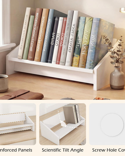 Giantex Bibliothèque de table inclinable en bois pour magazines, CD et disques de jeux vidéo (1/2)