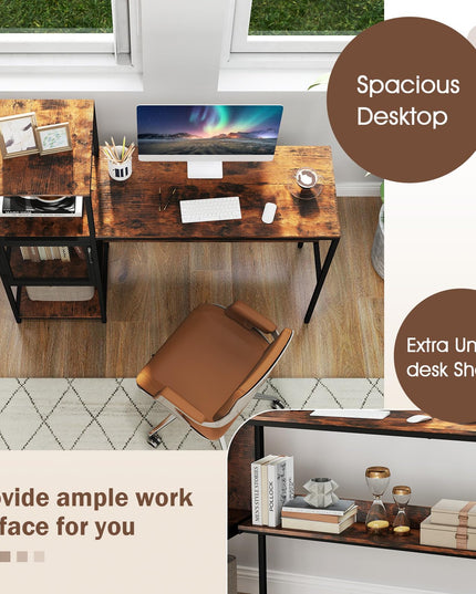 Giantex Modern Computer Workstation Home Office Desk with Storage Cabinet and Shelves