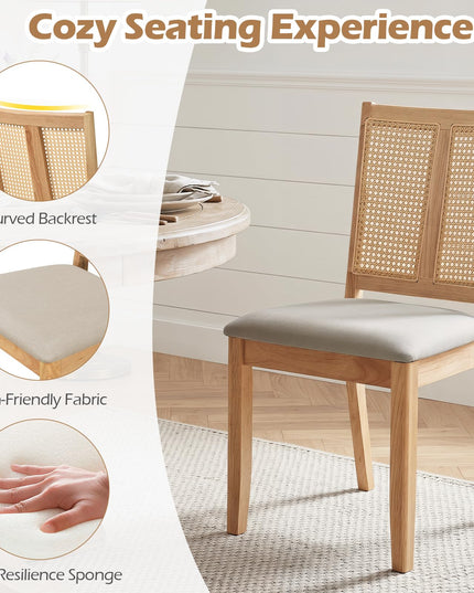 Giantex Rattan Dining Chairs Set of 2/4 w/Rubber Wood Frame