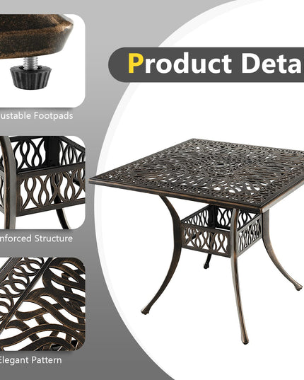 Giantex Patio Dining Table, Cast Aluminum Outdoor Table for 4 Persons