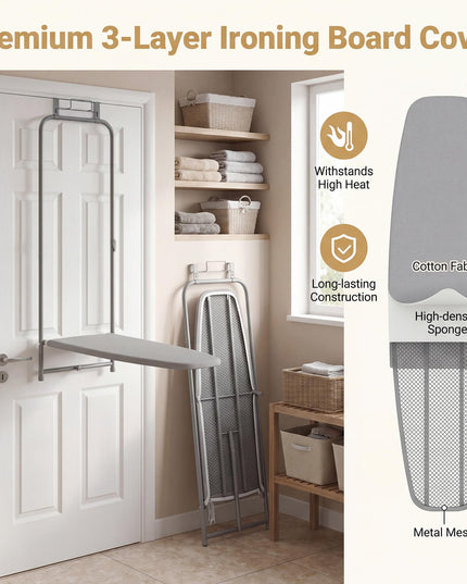 Giantex Over The Door Ironing Board  w/ Heavy-Duty Metal Frame & Cotton Cover for Laundry Room