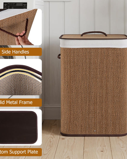 Giantex 19 Gal Bamboo Laundry Hamper with Lid