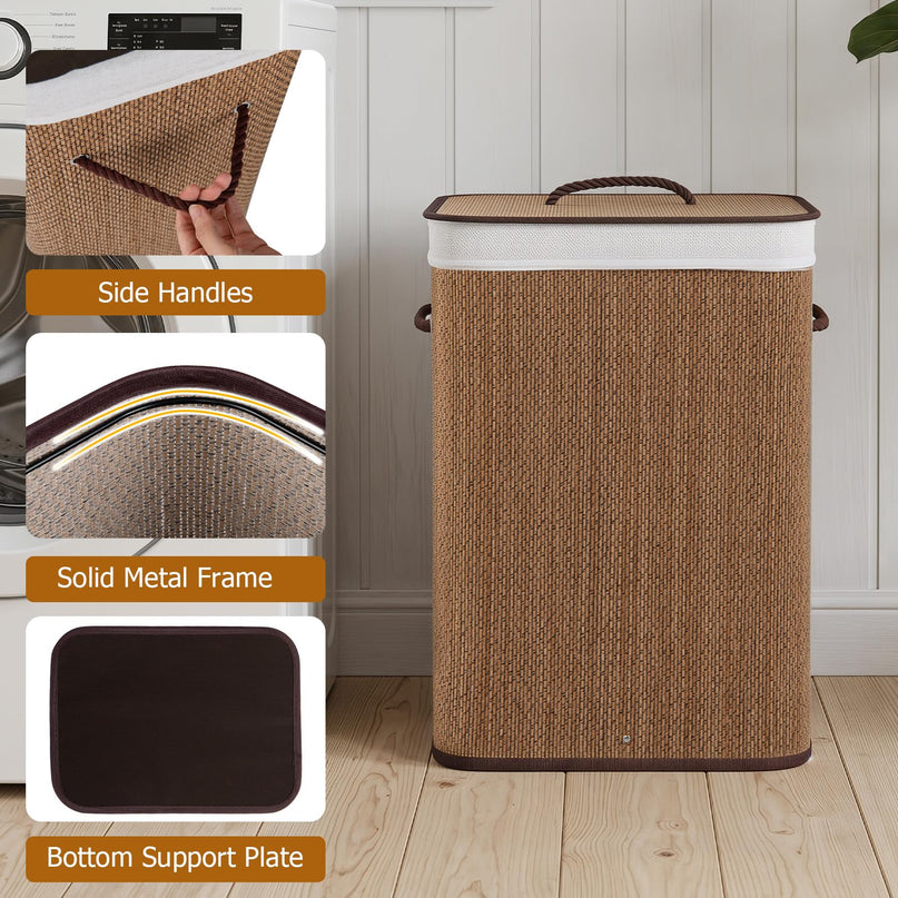 Giantex 19 Gal Bamboo Laundry Hamper with Lid