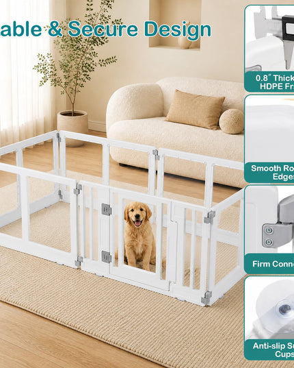 GIANTEX Clear Dog Playpen 6/8 Panel Puppy Playpen with Lockable Door