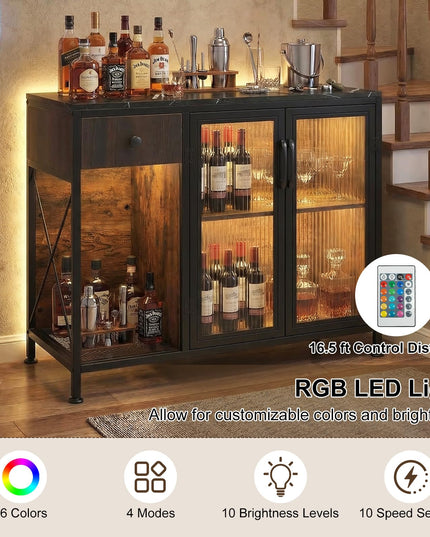 Giantex Buffet Sideboard with Power Outlets and LED Light
