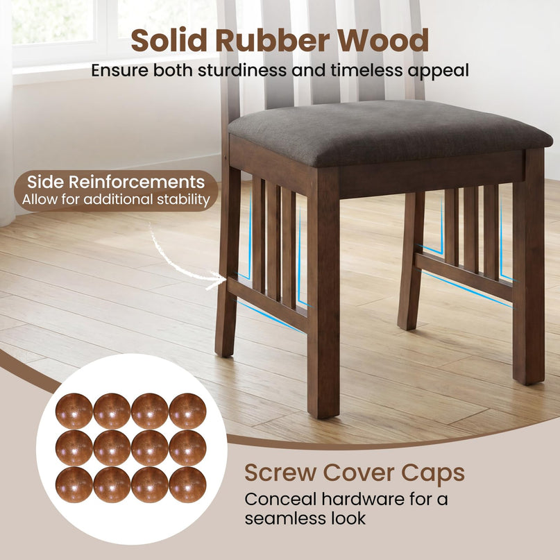 Giantex Rubber Wood Dining Chairs Set of 2/4