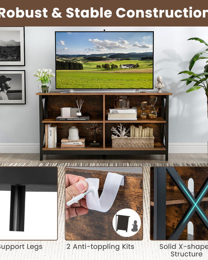 Giantex TV Stands for Living Room - 3-Tier Media Console Table with Storage Shelves