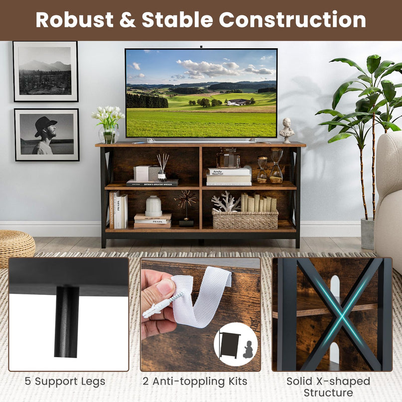 Giantex TV Stands for Living Room - 3-Tier Media Console Table with Storage Shelves