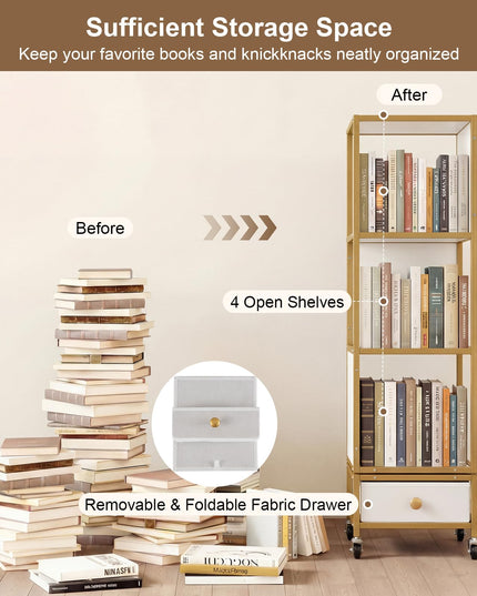 Giantex 360° Spinning Corner Book Shelf Tower