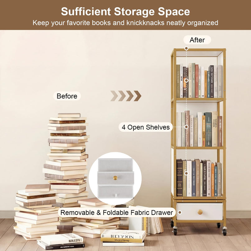 Giantex 360° Spinning Corner Book Shelf Tower
