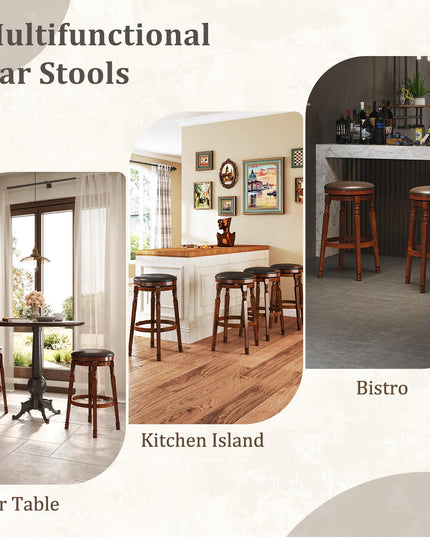 Giantex 29" Bar Height Swivel Bar Stools with Faux Leather Padded Seat & Footrests