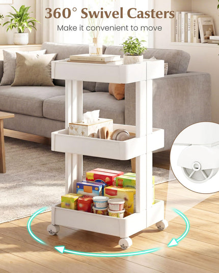 Giantex 3-Tier Rolling Storage Cart Slide Out Plastic Organizer Rack