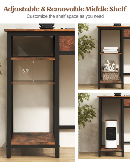 Giantex Computer Desk with Drawers and Power Outlets