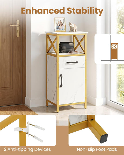 Giantex Bathroom Storage Cabinet with Drawer Single Door and Open Shelf