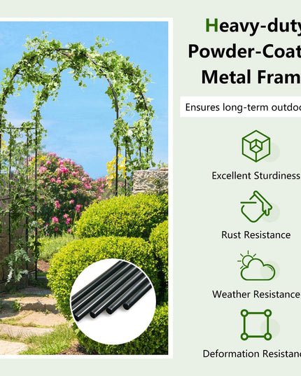Giantex Garden Arbors Trellises, 7.2FT Metal Garden Arch for Climbing Plants Roses