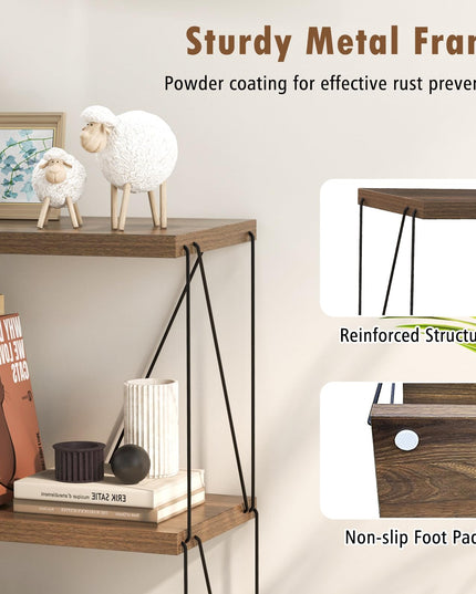 Giantex 3-Tier Open-Back Bookshelf, Freestanding Display Rack, Metal Frame Storage Shelf