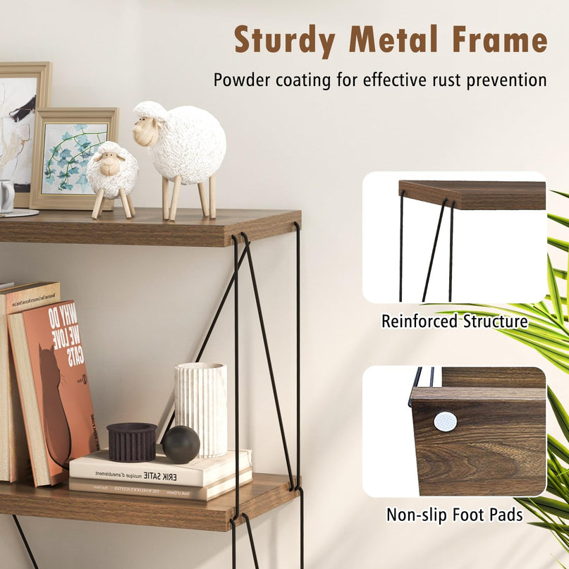 Giantex 3-Tier Open-Back Bookshelf, Freestanding Display Rack, Metal Frame Storage Shelf