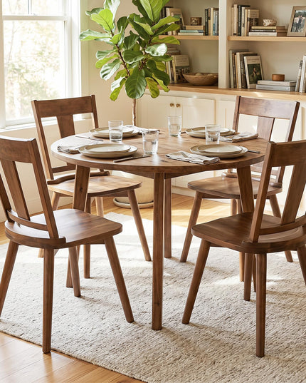 GIANTEX Solid Wood Dining Chairs Set of 2/4 w/Hollowed Backrest