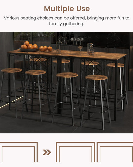 Giantex 5 Pieces Bar Table and Stools Set - Bar Height Table with Stools for 4, Kitchen Table Set with Wine Rack & Glass Holder