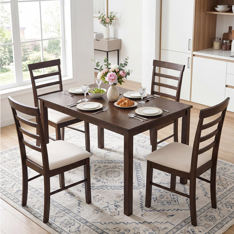 Giantex  43.5" Solid Rubber Wood Kitchen Table