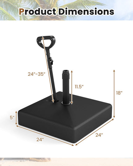 Giantex 132 lbs Fillable Patio Umbrella Stand with Retractable & Removable Pull Rod