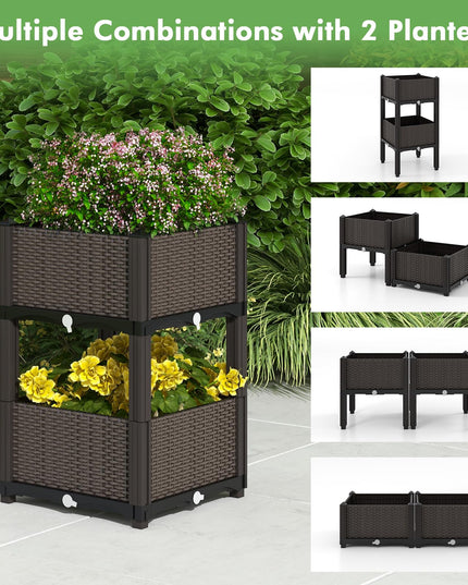 Giantex Raised Garden Bed Elevated Planter Box Kit with Self-Watering System