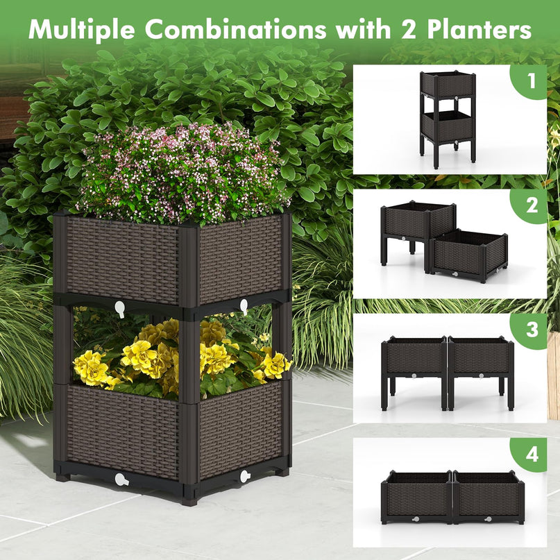 Giantex Raised Garden Bed Elevated Planter Box Kit with Self-Watering System