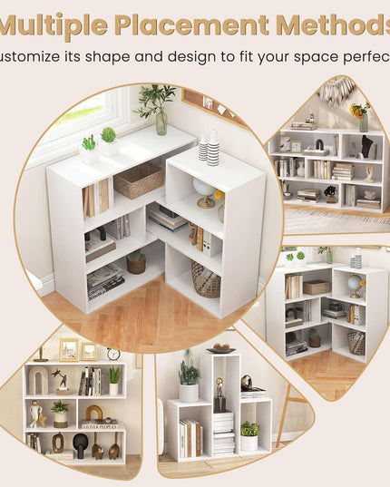GIANTEX 3-Tier Bookshelf Wooden Convex Bookcase for Small Space
