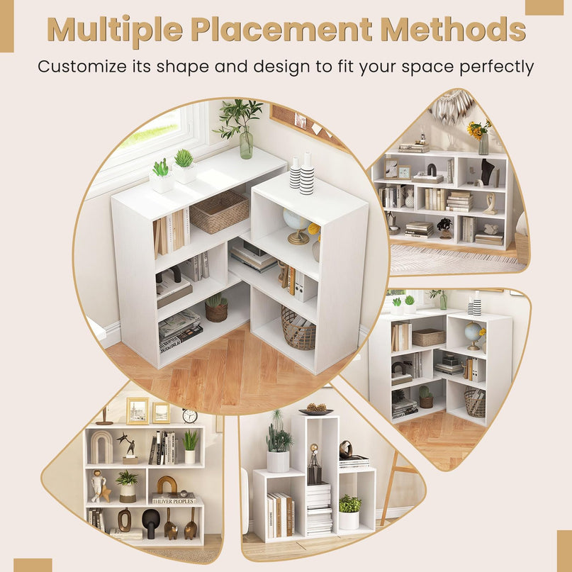 GIANTEX 3-Tier Bookshelf Wooden Convex Bookcase for Small Space