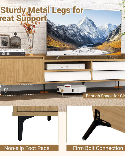 Meuble TV moderne Giantex de 180 cm avec armoire de rangement pour téléviseurs de 75 à 80 pouces