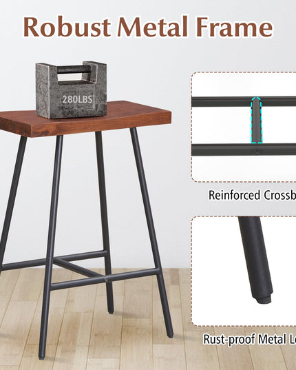 Giantex 24" Bar Stools Set of 2, Counter Height Bar Stools with Footrests, Solid Metal Legs