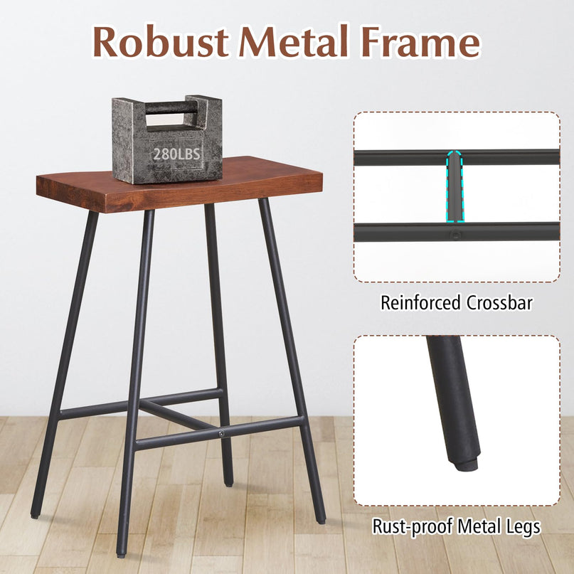 Giantex 24" Bar Stools Set of 2, Counter Height Bar Stools with Footrests, Solid Metal Legs