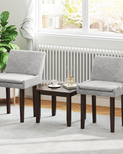 Modern Upholstered Armless Chair with Square Wood End Table