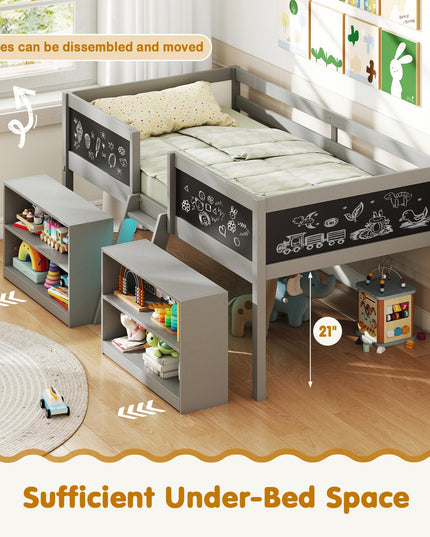 Giantex Low Loft Bed with LED Lights Wooden Twin Size Loft Bed（Twin with Light）