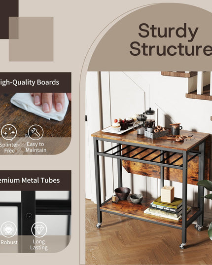 Giantex Folding Dining Table with 5 Wheels for Small Spaces