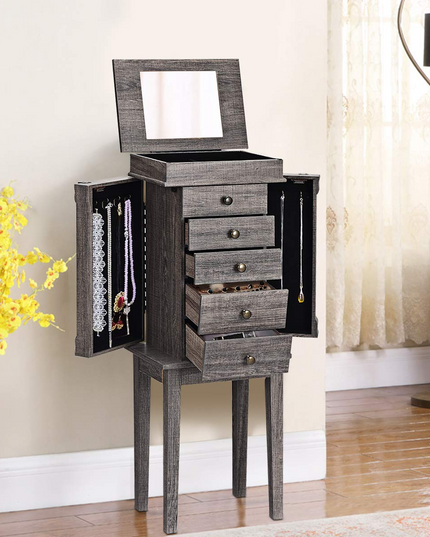 CHARMAID Jewelry Cabinet Armoire with 5 Drawers