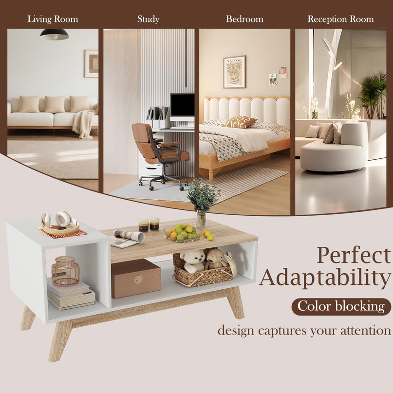Giantex 2 Tier Coffee Table with Storage for Small Space Apartment