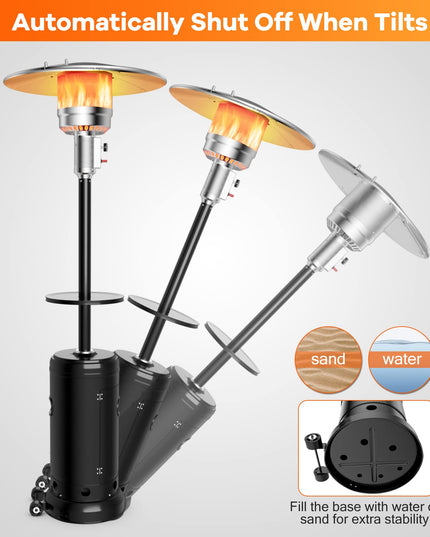 Giantex 50000 BTU Outdoor Propane Heater, Patio Heater with Height Adjustable Shelf Tabletop & Wheels