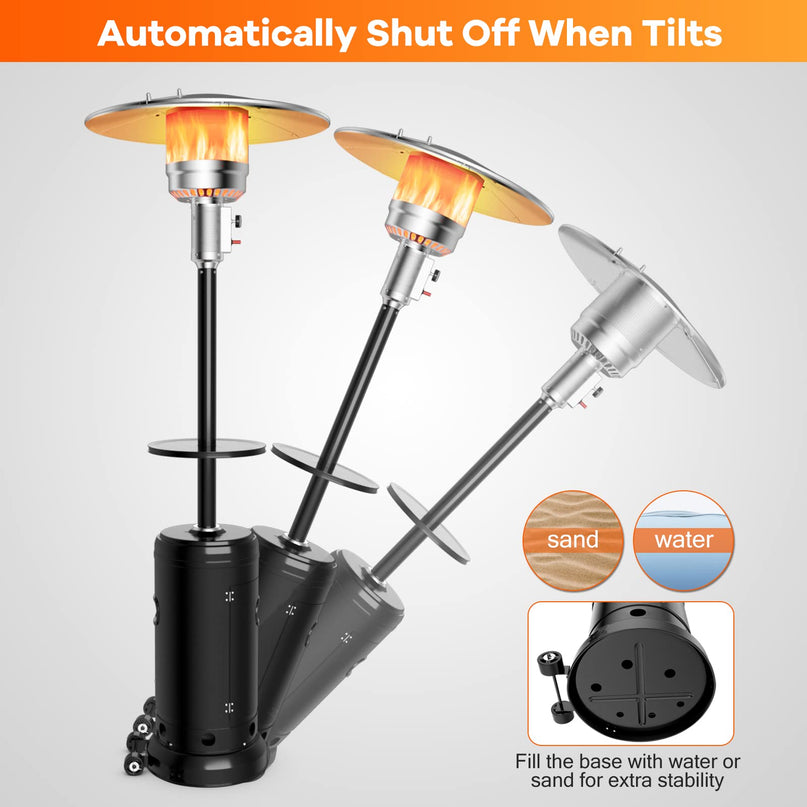 Giantex 50000 BTU Outdoor Propane Heater, Patio Heater with Height Adjustable Shelf Tabletop & Wheels