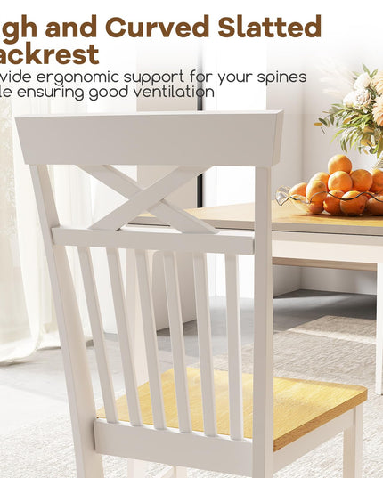 Giantex Wooden Dining Chairs Set of 2/4, Kitchen Chairs w/Rubber Wood Frame, High & Curved Slatted Backrest, Modern Armless Chairs