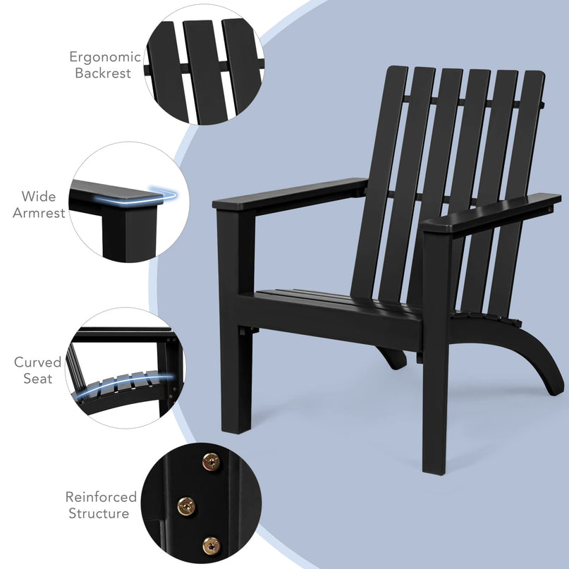 Giantex Wood Adirondack Chair & Side Table Set, Patio Bistro Set with Slatted Design