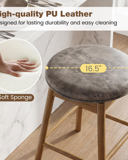 Giantex Tabourets de comptoir sans dossier de 25" avec siège rembourré en cuir PU (Lot de 2/4)