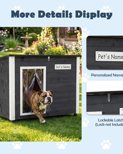 Giantex 34"/42.5" LWooden Dog House with Openable Asphalt Roof