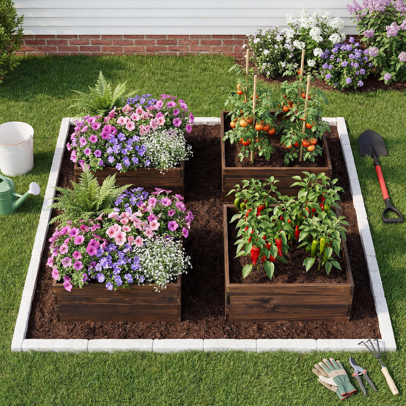 Giantex 23" x 23" Wooden Raised Garden Bed for Patio Yard Garden Balcony