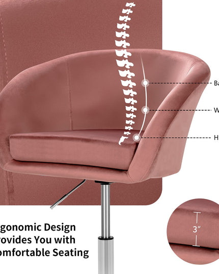 Height Adjustable Modern Velvet Makeup Chair with Chrome Frame