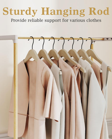 Portant à vêtements Giantex en pin avec étagère de rangement ouverte à 2 niveaux pour suspendre les vêtements