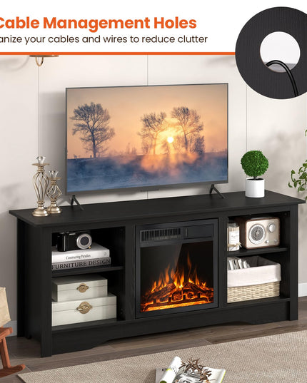 Giantex Fireplace TV Stand for TVs Up to 65”, Entertainment Center with Adjustable Shelves