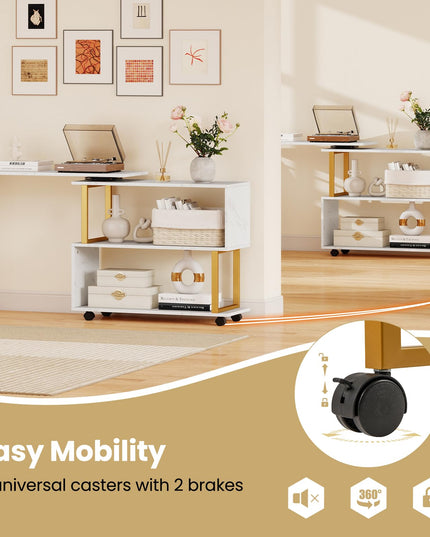 Giantex 360° Free Rotating Sofa Side Table Modern L Shaped Desk