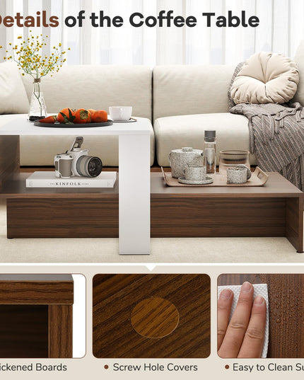 Giantex 2 Tier Coffee Table with Storage for Living Room Reception Room