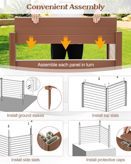 Giantex Air Conditioner Fence 2/4 Panels - 48''W x 36''H Outdoor Privacy Screen Trash Can Enclosure with 3 Stakes